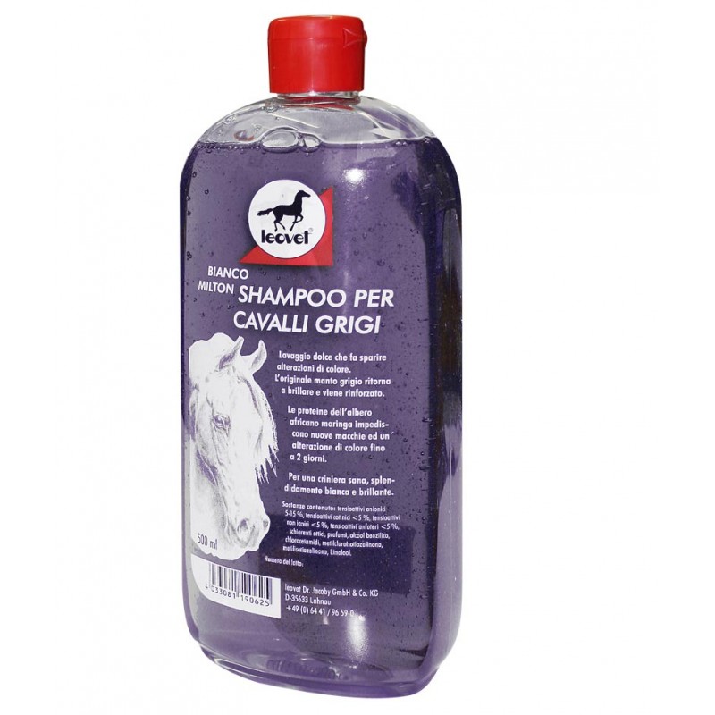 Milton shampoo per cavalli bianchi Leovet detergente delicato per pelo e  criniera 500 ml