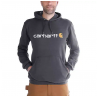 CARHARTT Felpa da uomo con cappuccio e logo SIGNATURE LOGO HOODED SWEATSHIRT CARBON HEATHER